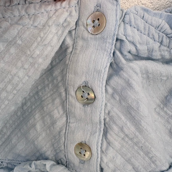 Free People Leave It To Me Peplum Blue Crop Top Small Square Neck Pleated - Picture 10 of 11